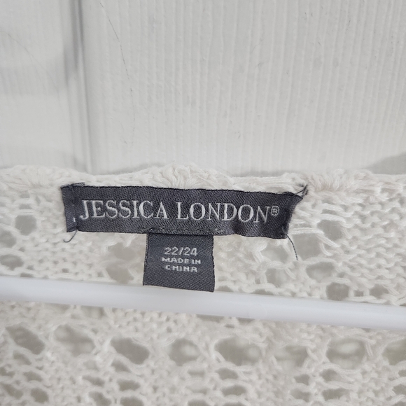 Jessica London open knit white cardigan y2k beachy feminine woman size 22 - Picture 2 of 7